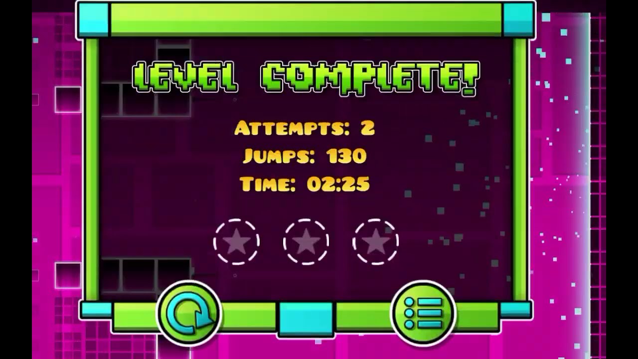 Speed running 2 levels ongeometry dash with only 1 min