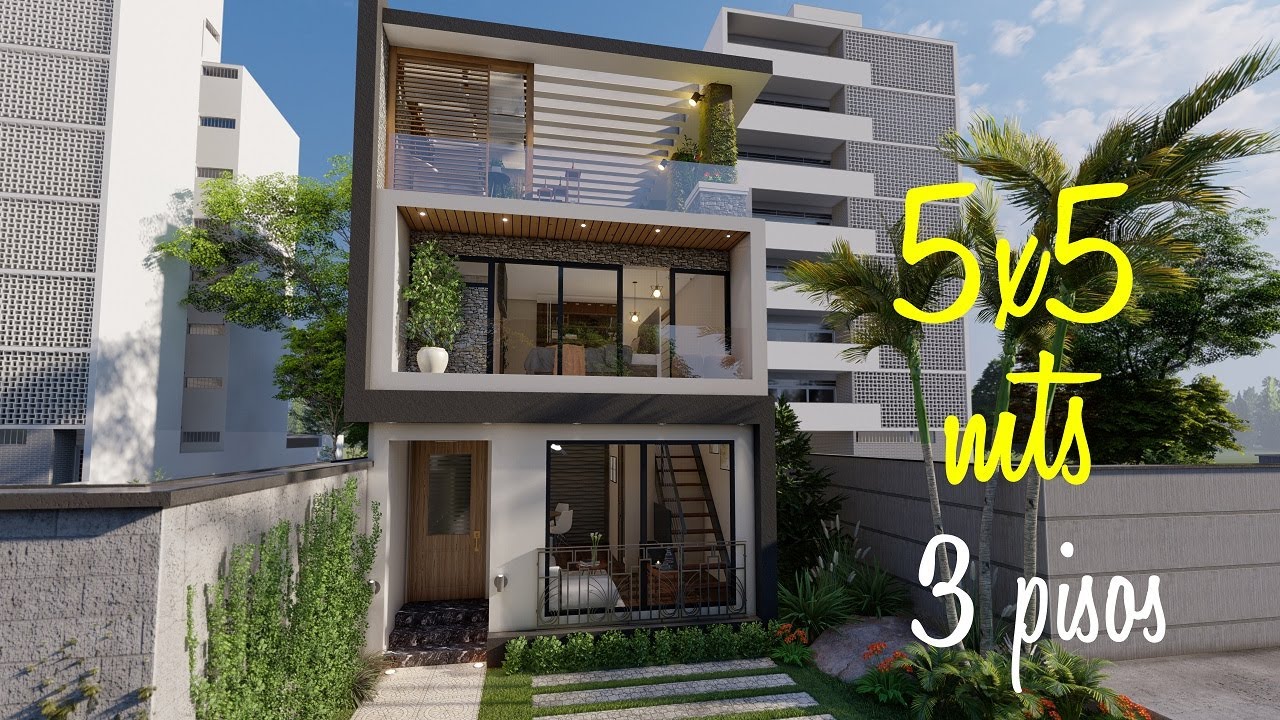 Casa de 5x5 metros con roof garden | Casa 5x5 metros con 3 pisos