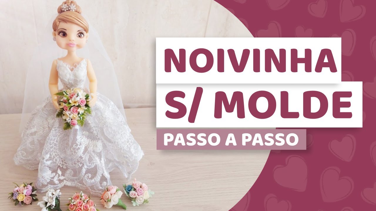 Noivinha sem molde - passo a passo | Biscuit | Porcelana Fria | Artes da Célia