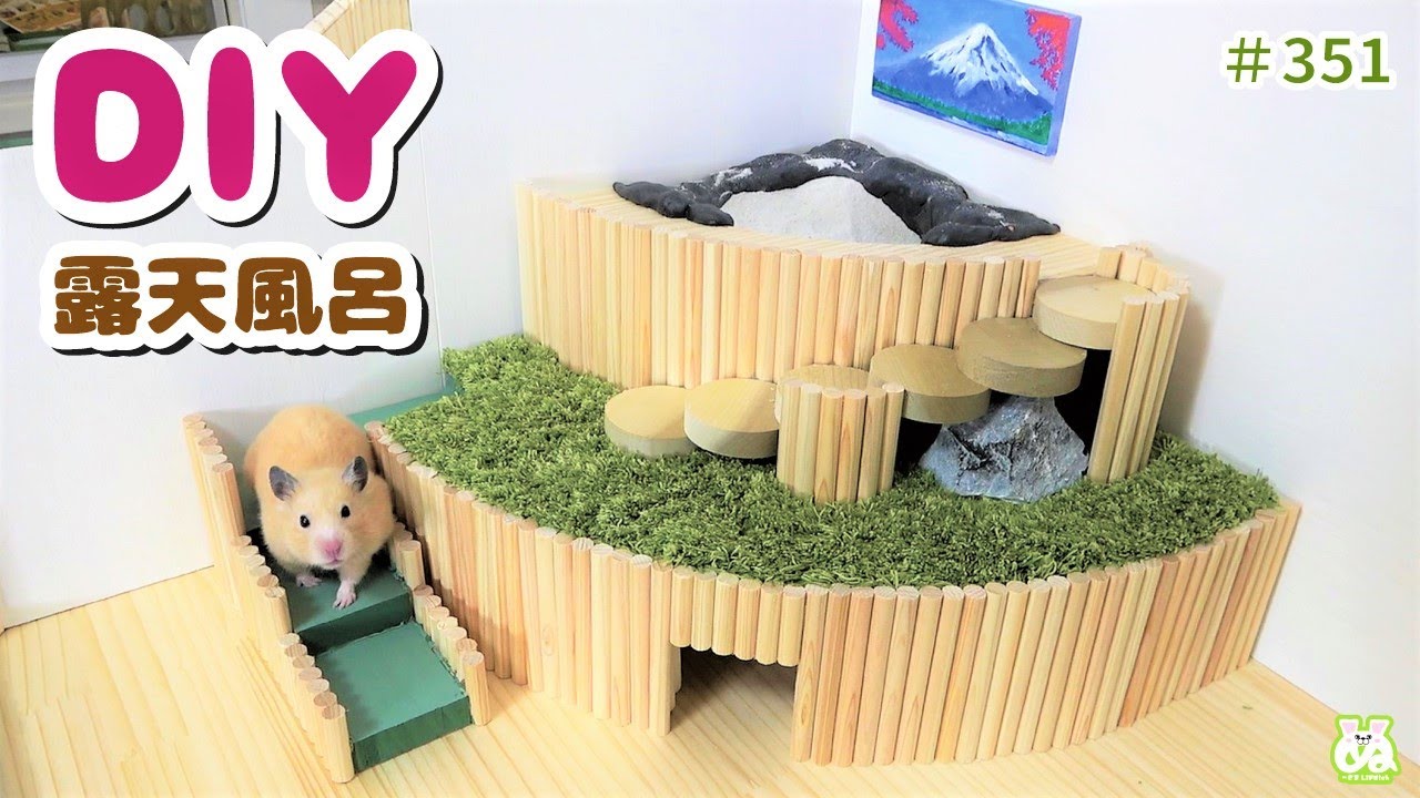 ３階建ての貸し切り露天風呂に大興奮するハムスター！【DIY】