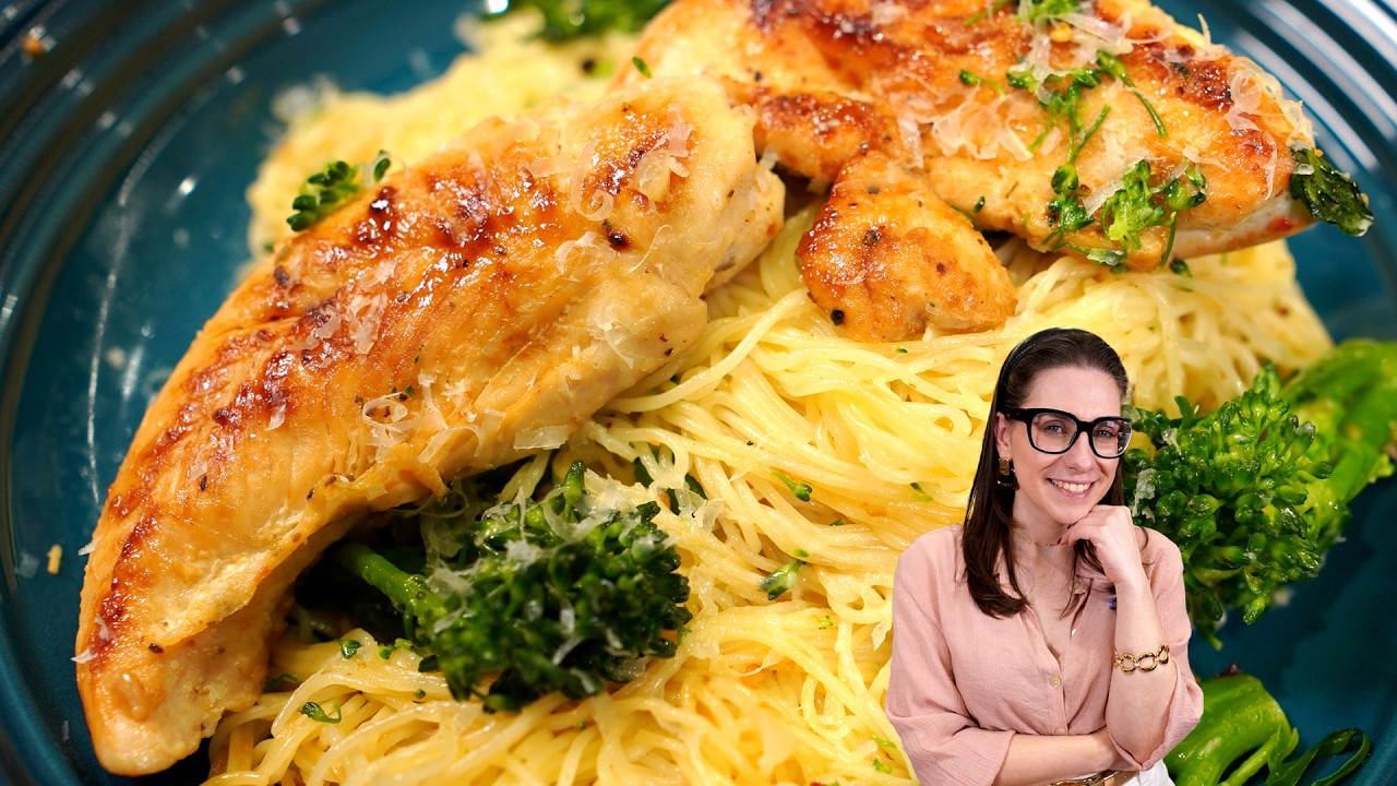EM UMA PANELA SÓ, PRONTO EM MENOS DE 20MINUTOS! MACARRÃO ALHO E ÓLEO COM BRÓCOLIS E FRANGO GRELHADO