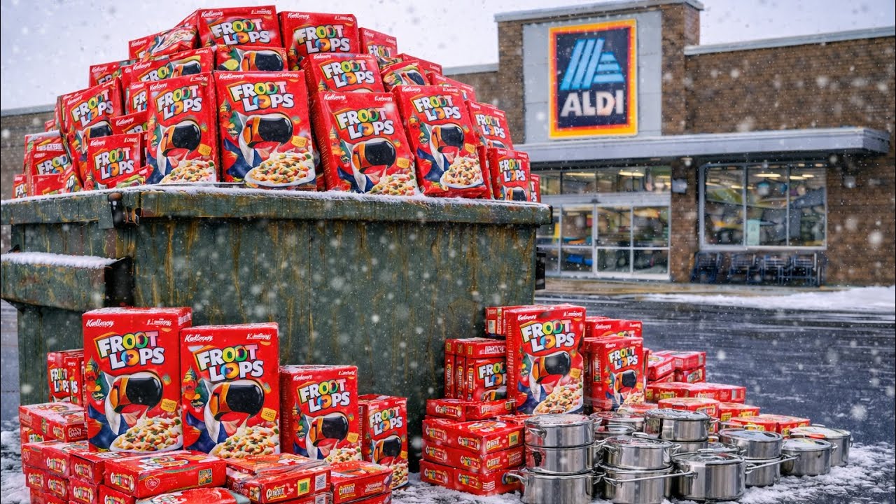 Поиск полезных ископаемых в мусорных контейнерах в магазине Aldi № 317