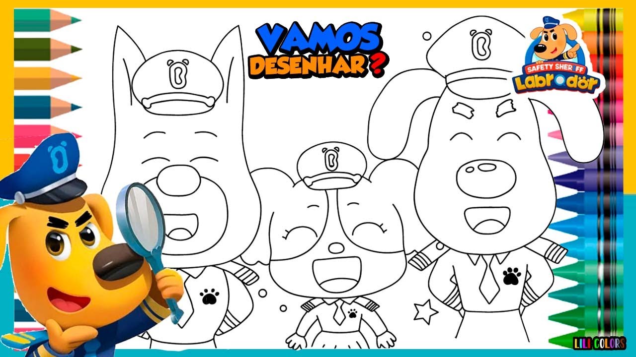 Como Desenhar DETETIVE LABRADOR 🐾🦴🚔|SHERIFF LABRADOR|Coloring Page|Lili Colors