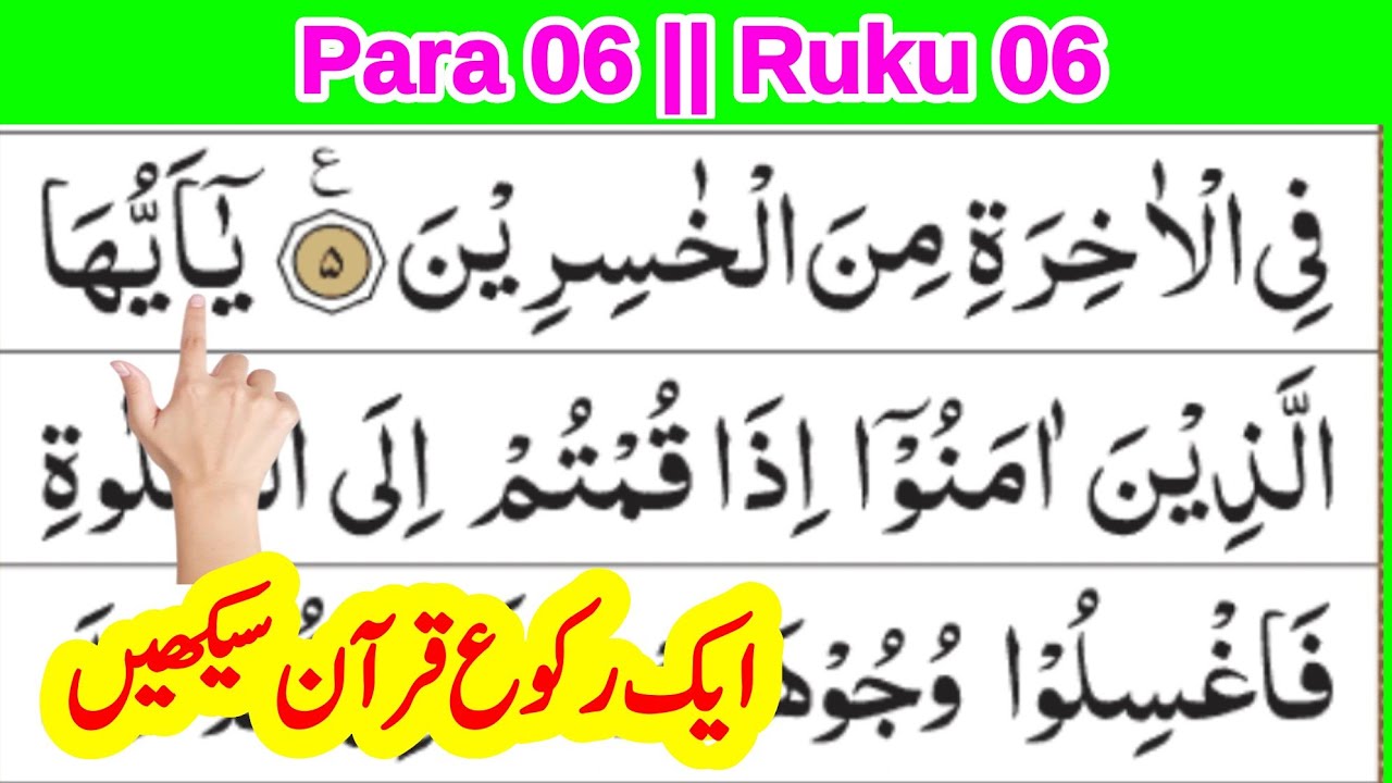 quran para 6 ruku 6 || daily 1 ruku quran सीखें || quran recitation || quran reading