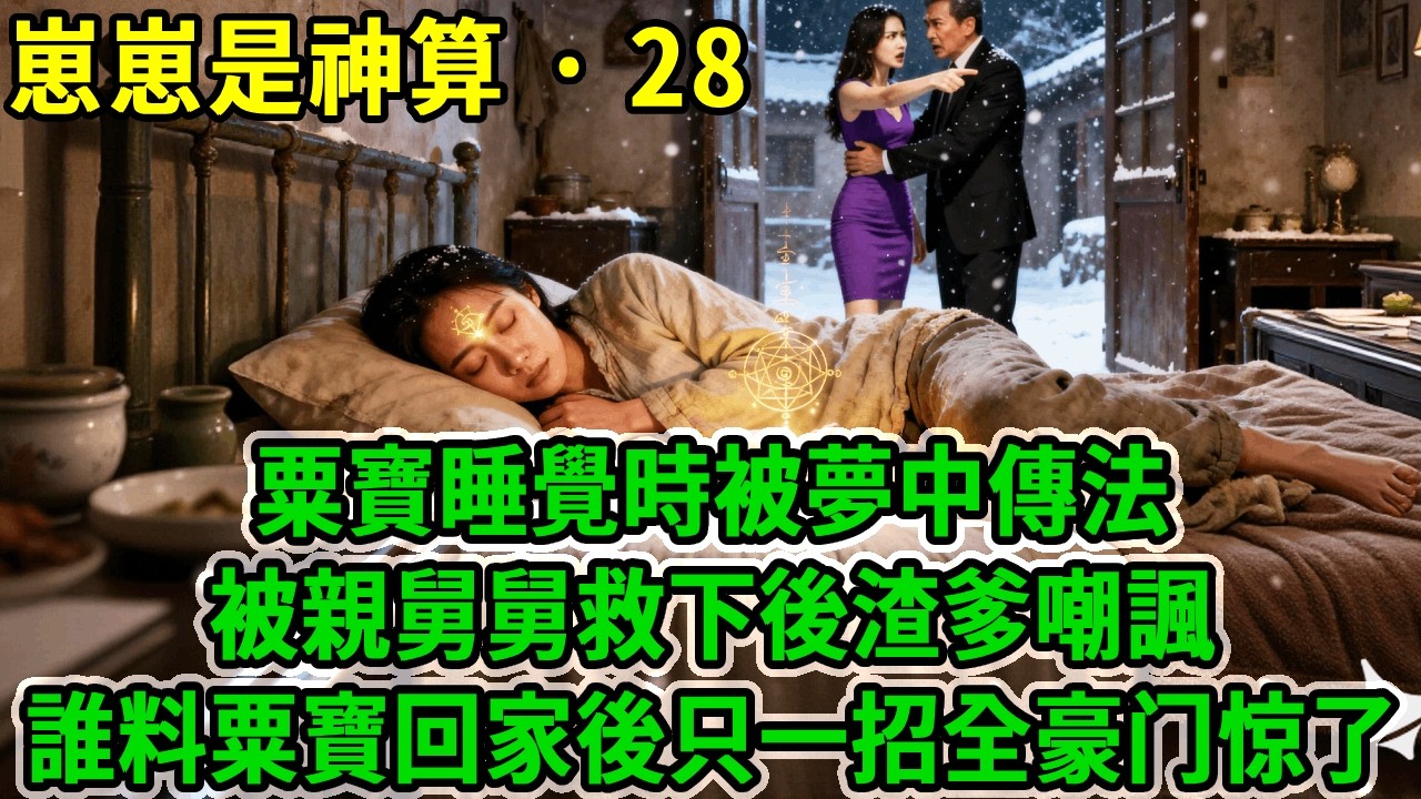【 崽崽是神算 · 28】粟寶被罰跪雪地時被夢中傳法，被親舅舅救下後渣爹嘲諷:｢克死母親害父親破產的掃把星｣誰料粟寶回家後只一招，救回臥床奶奶全豪門驚了！#風起雲湧 #爽文
