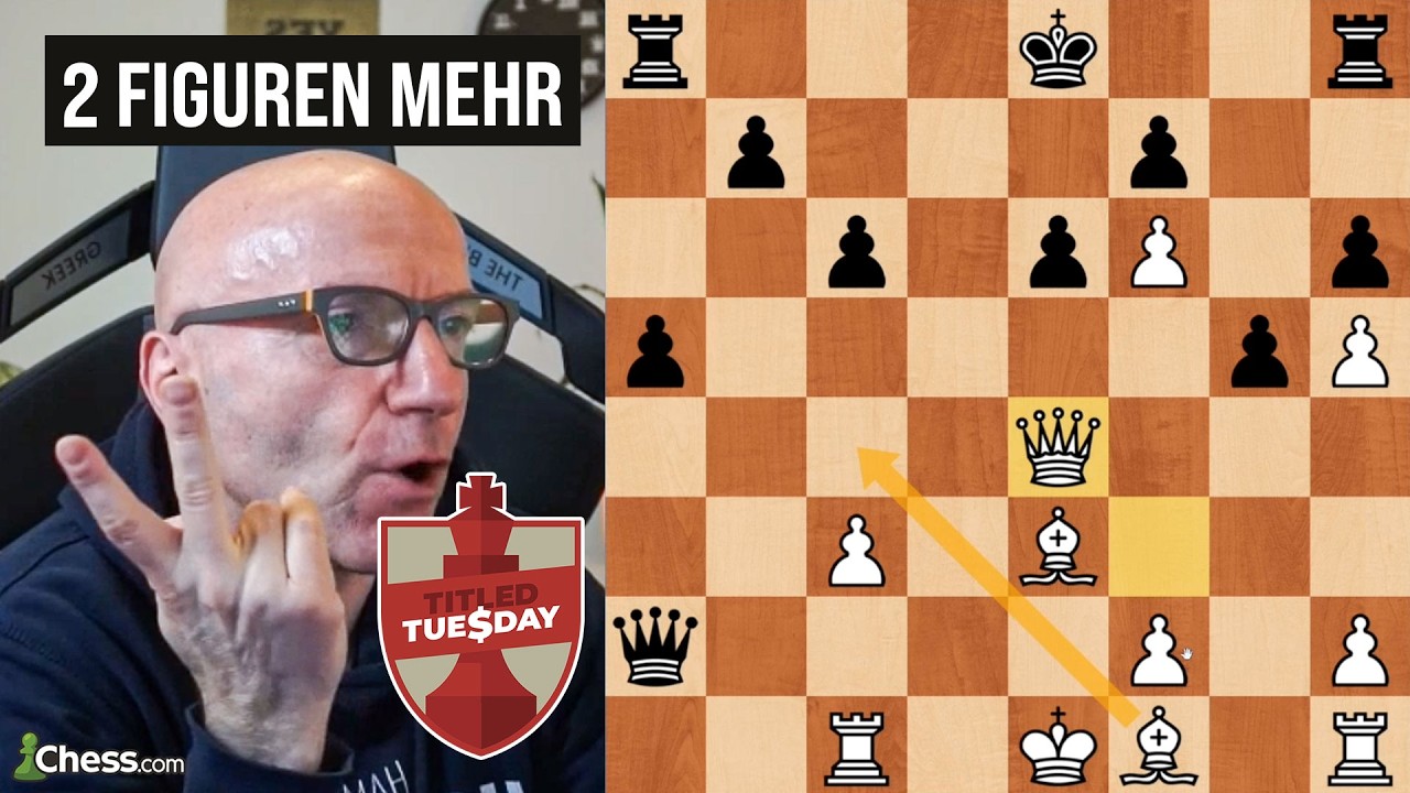 Gegner hat zwei Figuren weniger und wenig Zeit, gibt aber nicht auf