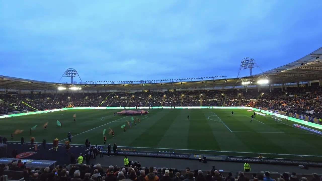 Hull Citys light show against Middlesbrough at home at the MKM stadium