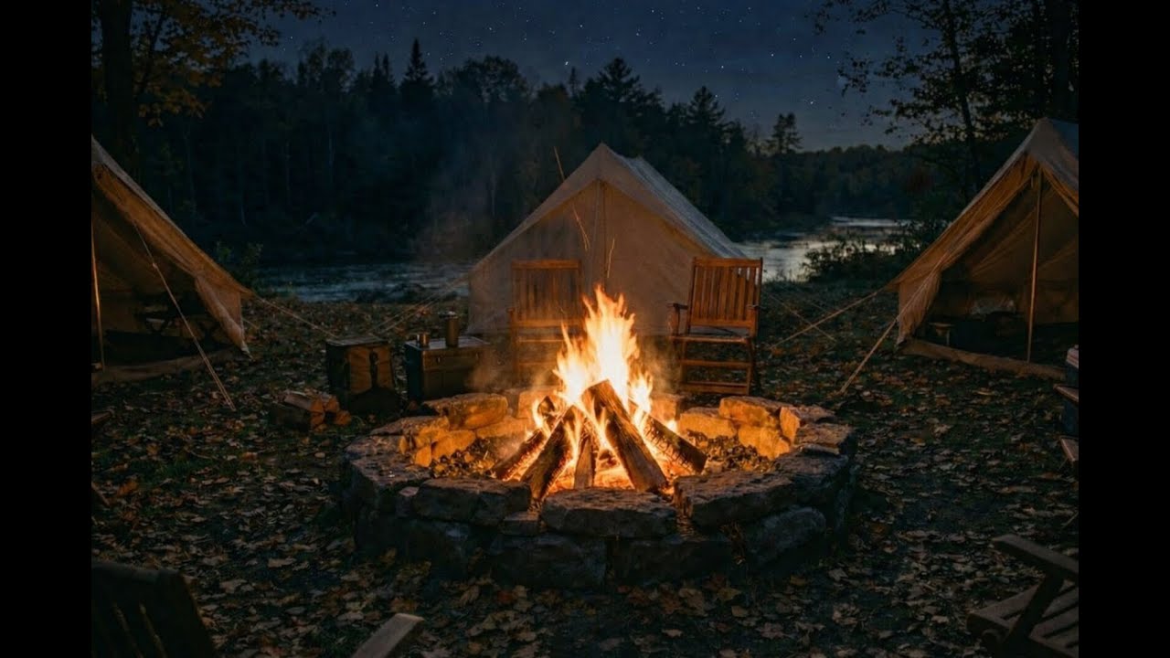 Quiet Campfire Night by the River | 1 Hour (Ad-Free)#no music