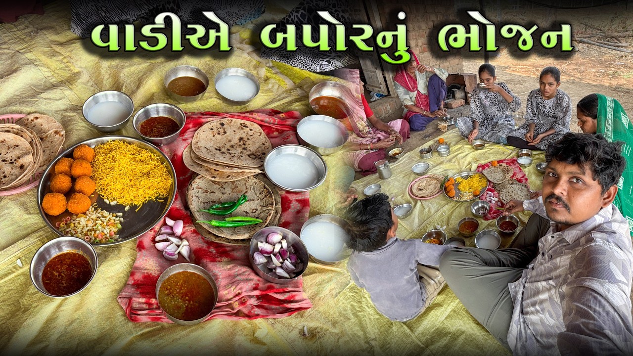 વાડીએ બપોરનું જમવાનું અને ઘઉં નું હલર | A Day Life Of Farmer | Village Life 