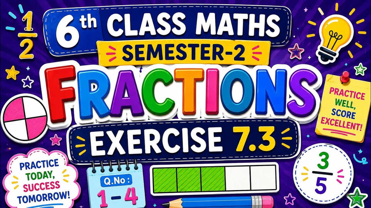 6th class maths|FRACTIONS|Exercise 7.3 (Q. No 1-4) | telugu explanation #maths #mathematics #viral 