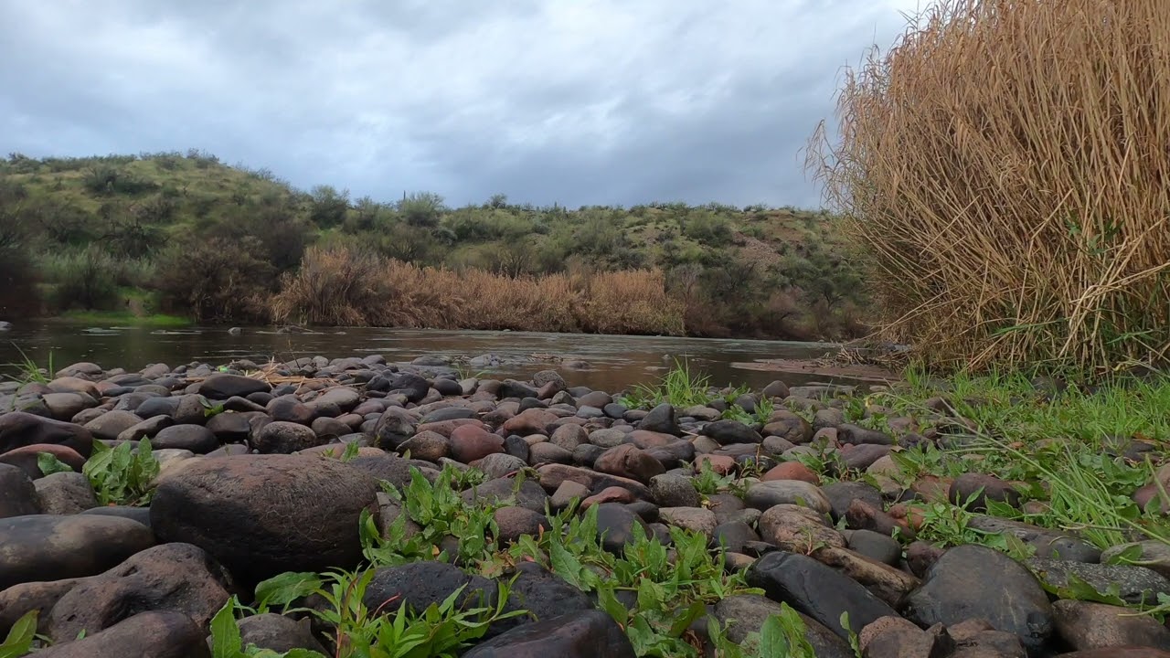 Relaxing Soothing River Sounds Near a Beautiful Waterfall in Arizona Desert. 1+ Hour - Not AI
