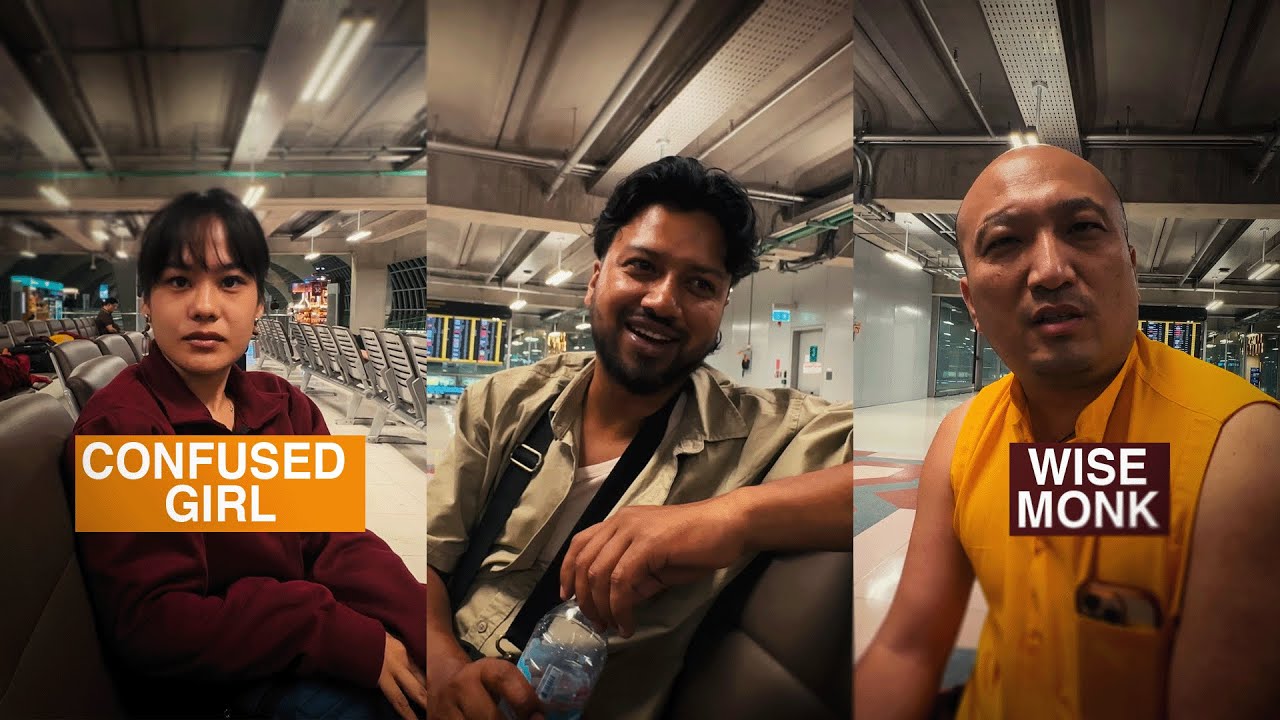 airport podcast !! 19 year old girl and a wise monk | KTM - BALI | raw vlog