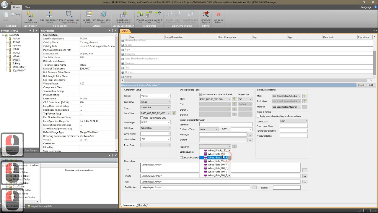 CadWorx Spec Editor Simple Add a Valve