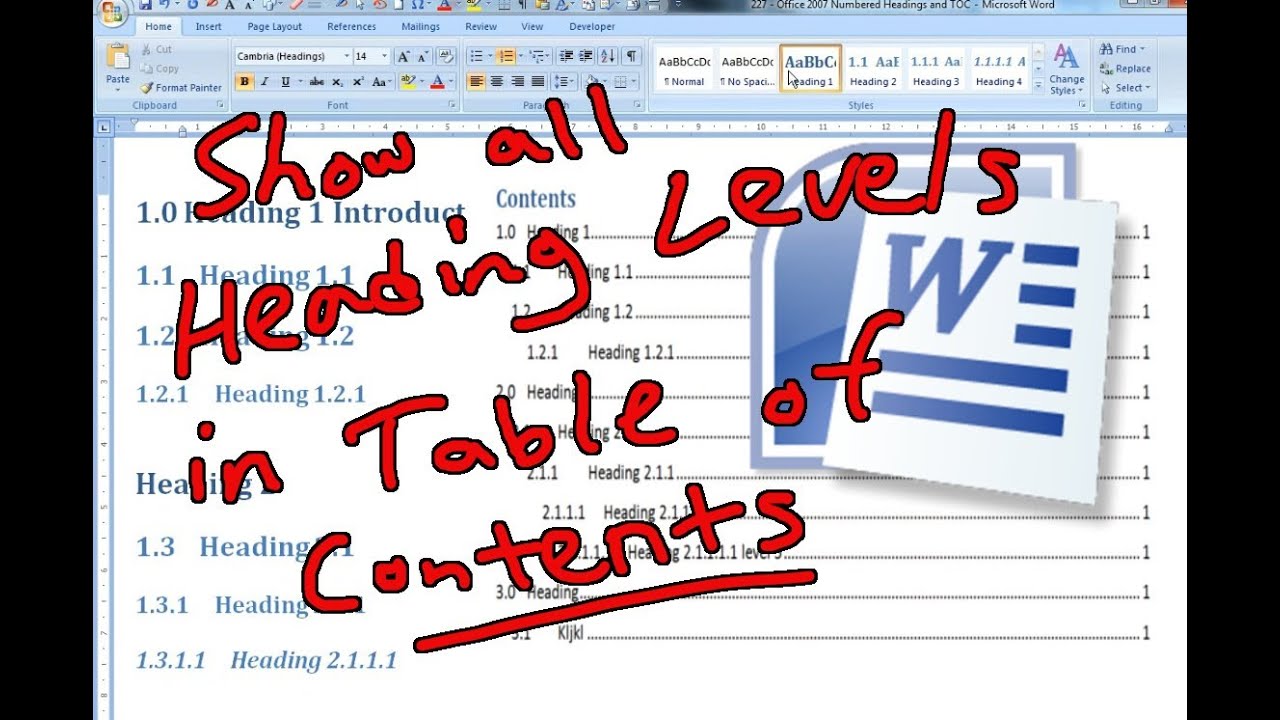 Отображение уровней заголовков в оглавлении &mdash; Office Word 2007