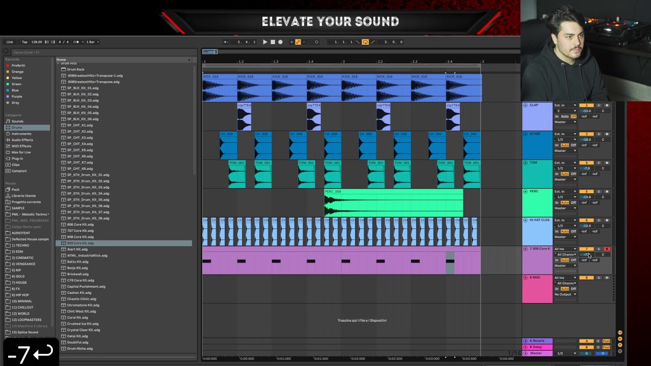 Il Drum Rack Di Ableton Live 10 [006] [CORSO DI ABLETON LIVE 10 DALLE BASI] [TECHNO HOUSE]