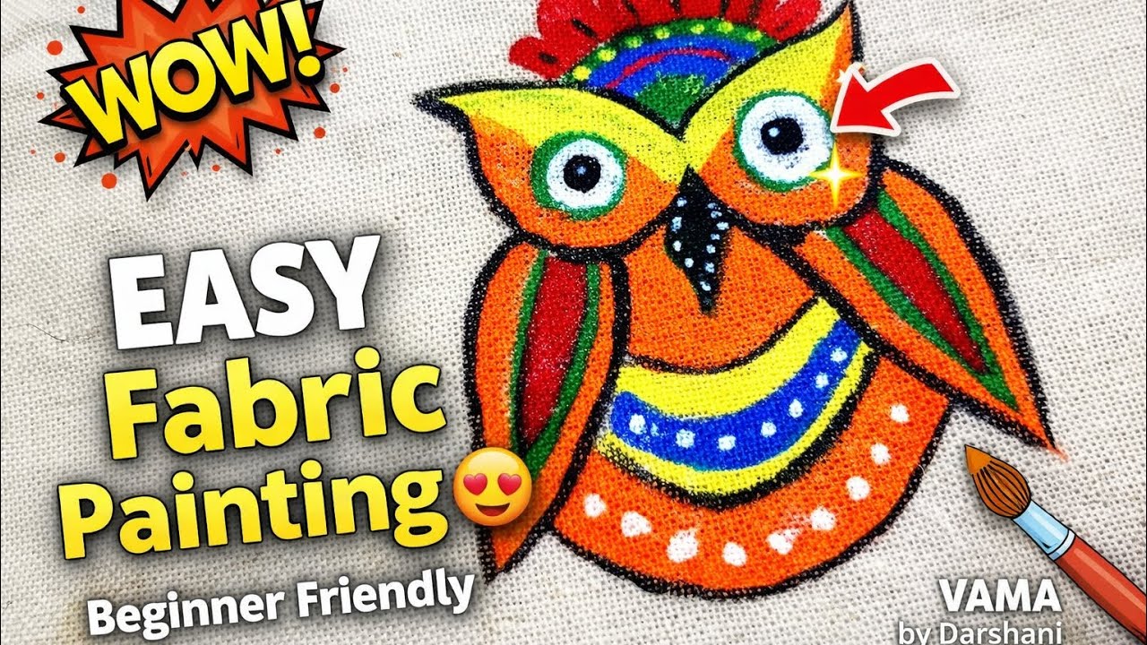 How to Paint on Fabric for Beginners | Easy Owl Design Tutorial | VAMA by Darshani| DIY Boho Owl Art