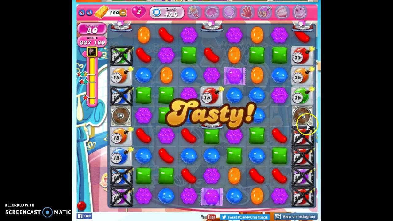 Candy Crush Level 483 help w/audio tips, hints, tricks