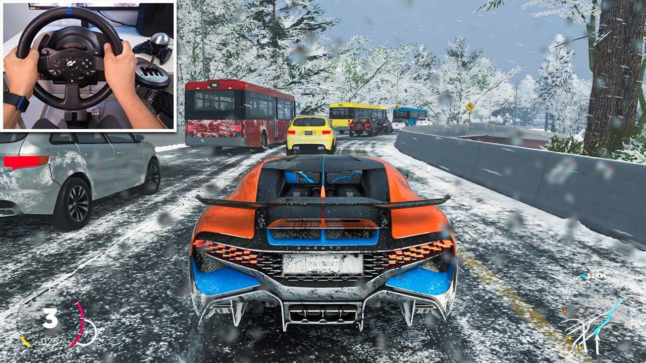 Los Angeles To Las Vegas - Bugatti Divo | The Crew 2 | Steering Wheel Gameplay