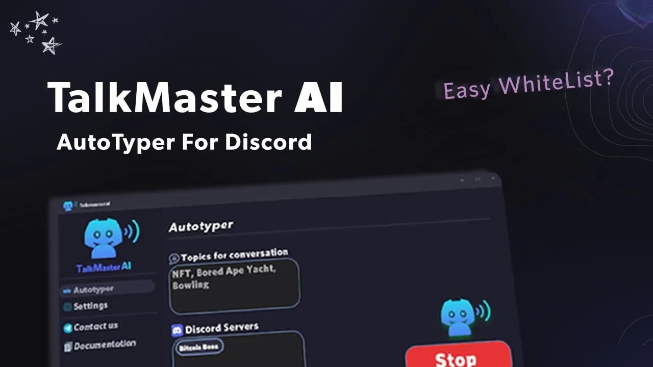 Discord AutoTyper with ChatGPT  | Easy Whitelist for NFT! | TalkMaster AI - Discord Autochat