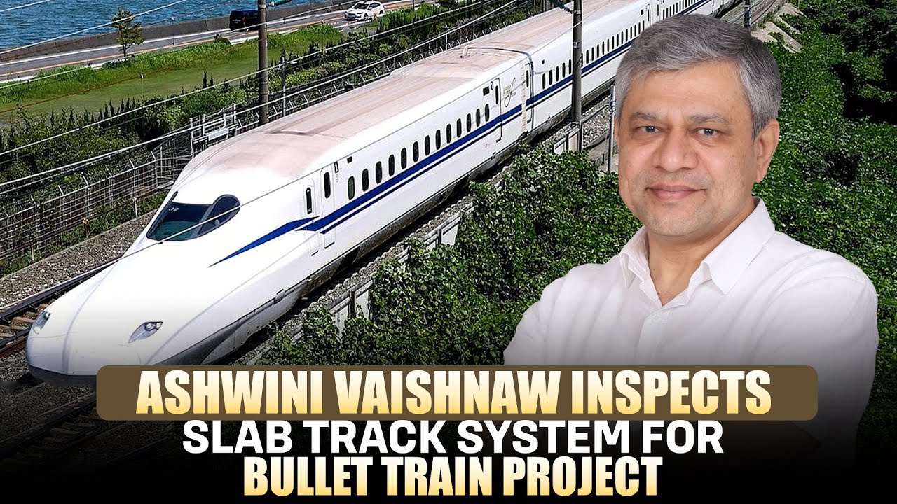 Union minister Ashwini Vaishnaw inspects slab track system for Bullet Train project in Kim, Surat