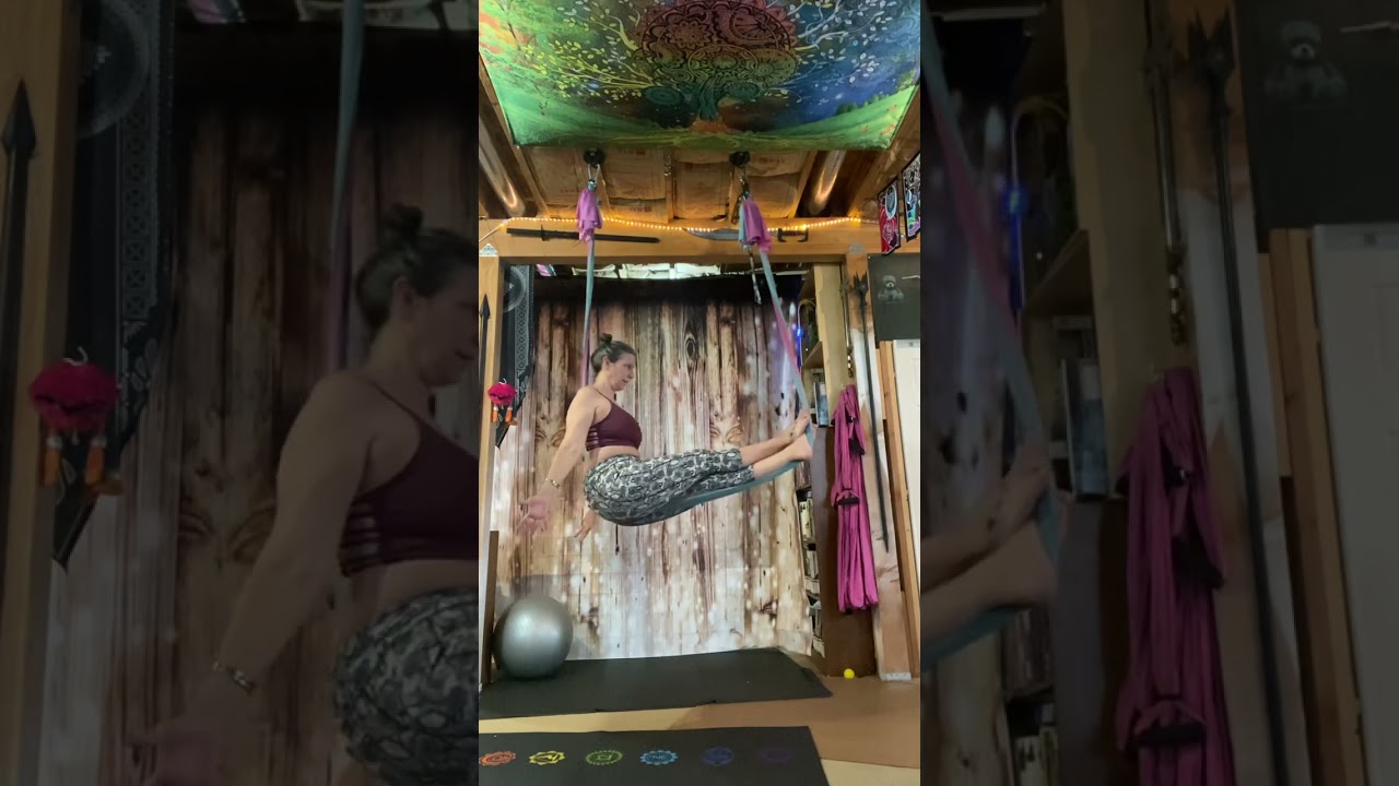 Aerial yoga Bound Lotus inverted lotus to seated Horizons  full horizon flow tutorial ￼