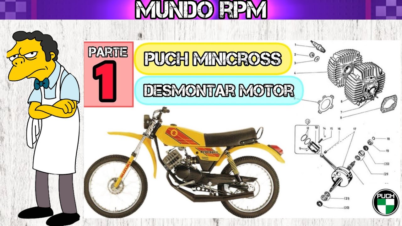 PARTE 1: DESMONTAR MOTOR PUCH MINICROSS , despiece , reconstrucción, Puch cóndor tt super
