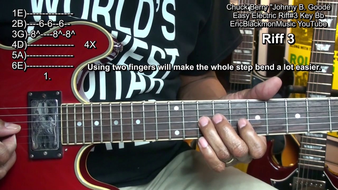 How To Play Johnny B. Goode Chuck Berry Riffs 3 Electric Guitar Riff#3 @EricBlackmonGuitar