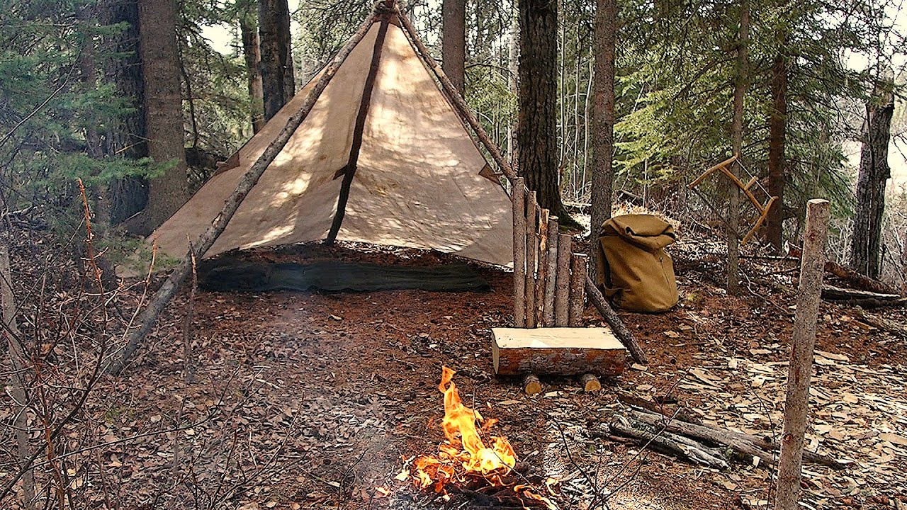 Solo Backcountry Bushcraft Tarp Camp