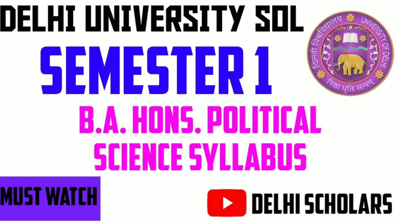 DU SOL B.A. Political Science (Hons) Semester 1 Syllabus | Complete Guide for SOL Students
