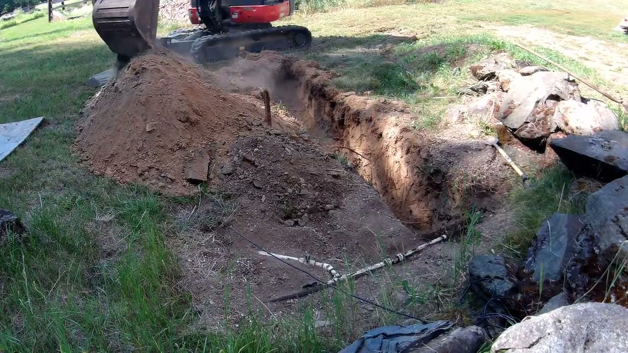 Antique Waterline Replacement (1): Initial excavating of the trench for the new water pipe.