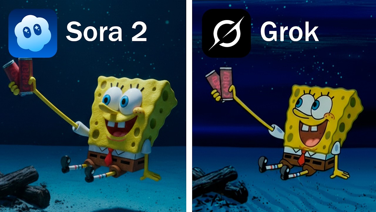 Sora 2 vs Grok Remake iconic Scenes From Spongebob