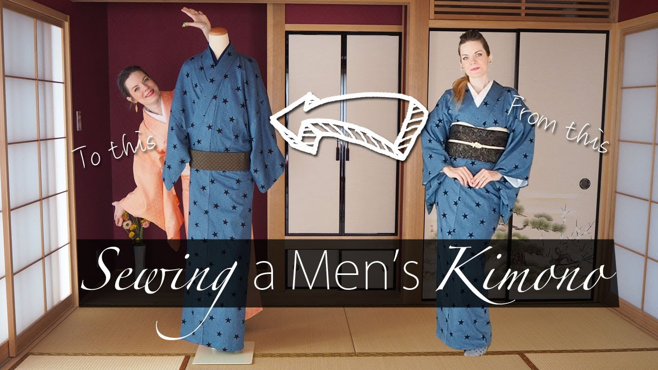 How to Sew a Men's Kimono // How to Turn a Women's Kimono into a Men's Kimono