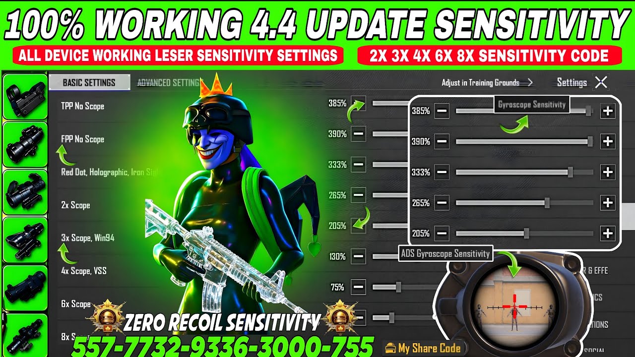 NEW UPDATE 4.4 CODE 🔥 PUBG MOBILE/BGMI SENSITIVITY SETTINGS 2026 | BEST SCOPE SENSITIVITY SETTINGS✅