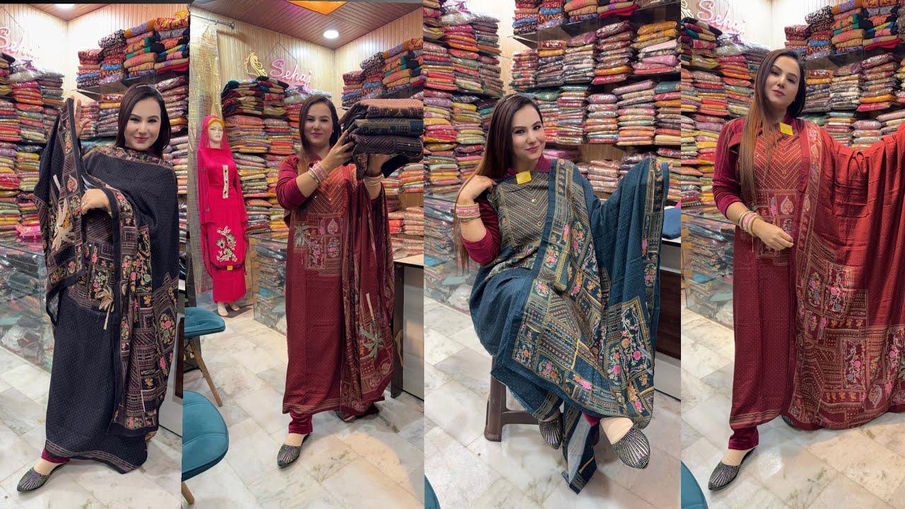 Girlish pashmina fabric suits|| New winter suits|| stylish pashmina fabric suits for winter || #suit