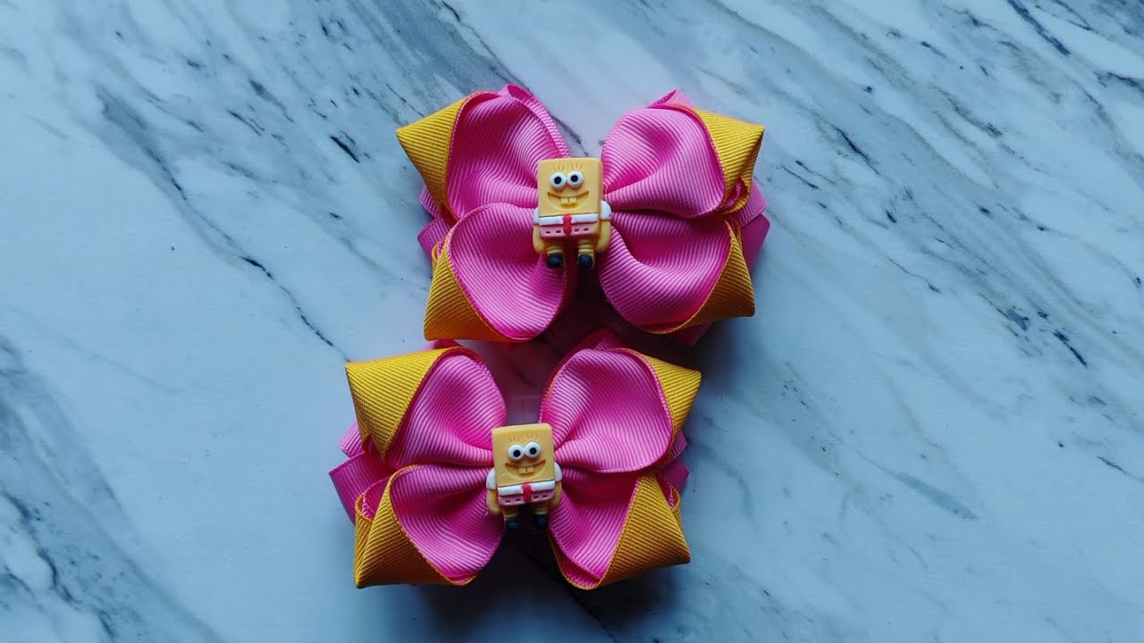 APRENDE A REALIZAR ESTE HERMOSO PAR DE MOÑOS CON LISTÓN DE 4CM DE ANCHO 🎀