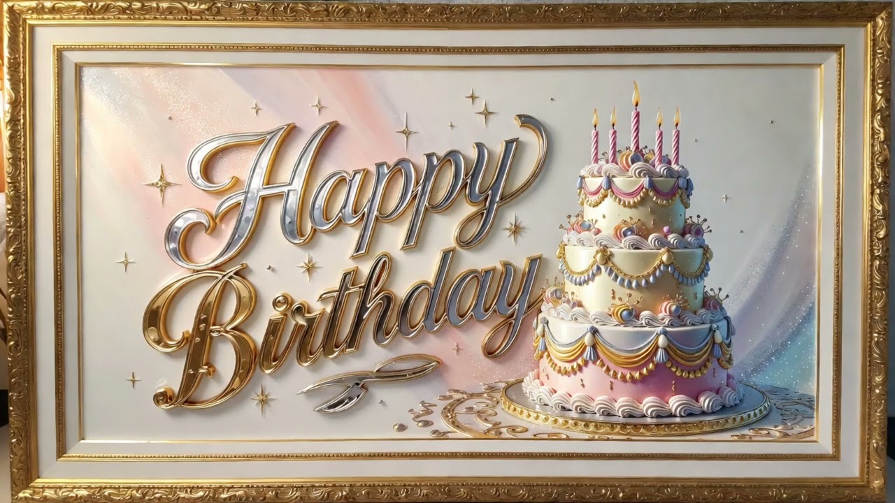 🌸⏳ Happy Birthday 3D Art | Embossed Design – 2 Hours HD 👑🎨 لوحة عيد ميلاد فاخرة ومبروزة | تصميم مميز