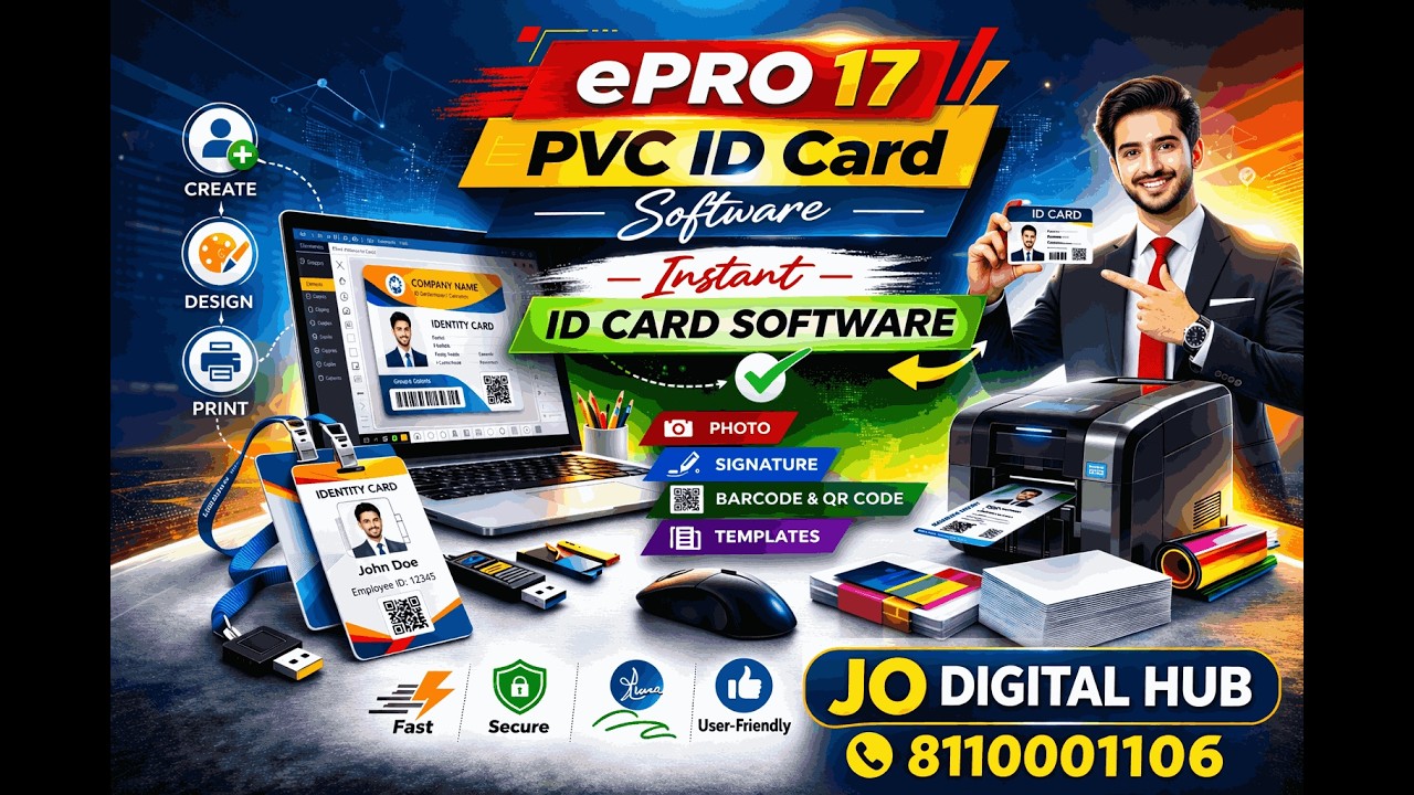 ePRO 17 PVC ID Card Software Demo Tamil | Design & Print ID Cards Easy