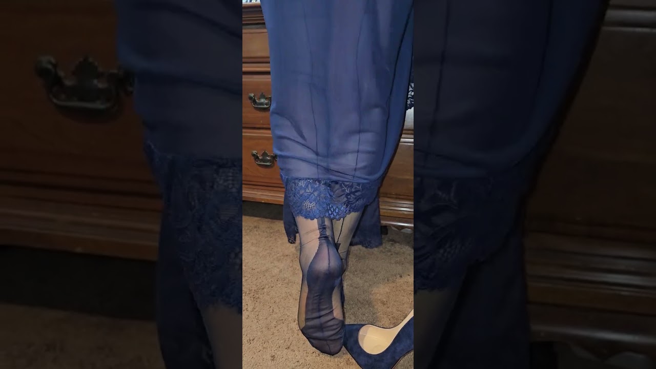 I model Navy Gio fully fashioned stockings and heels in order to show you the fit and finish