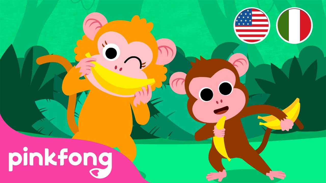 Scimmia Banana 🐒🍌｜Monkey Banana｜Inglese e italiano｜Pinkfong! Canzoni per Bambini