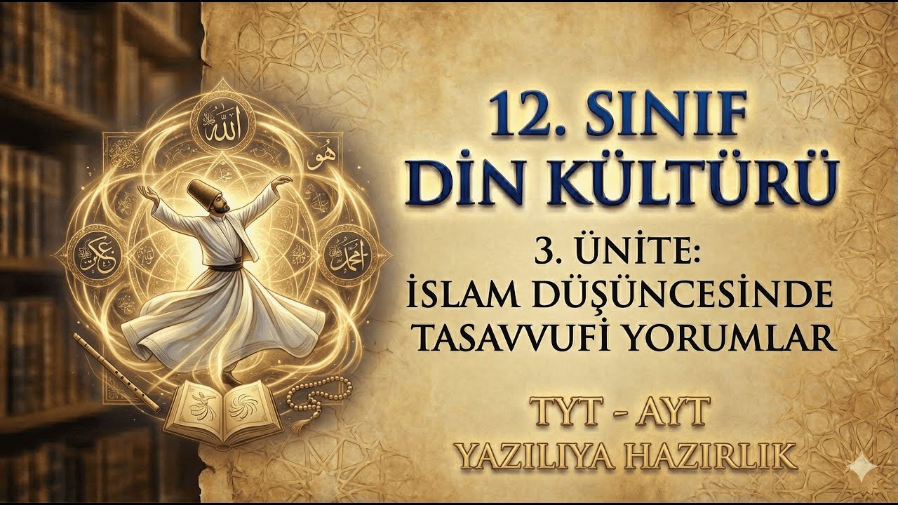 12. Sınıf Din Kültürü 3. Ünite | İslam Düşüncesinde Tasavvufi Yorumlar (TYT-AYT & Yazılı)