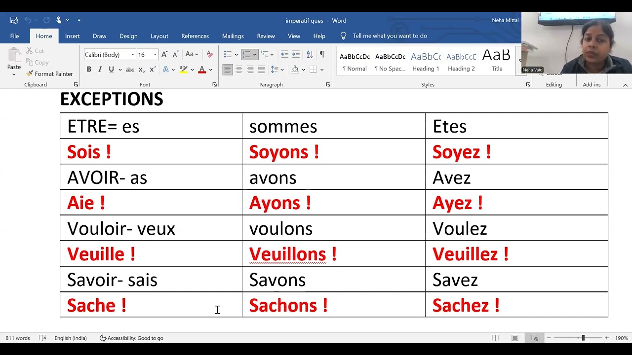 L'Imperatif French level 3 level 4 9th 10th