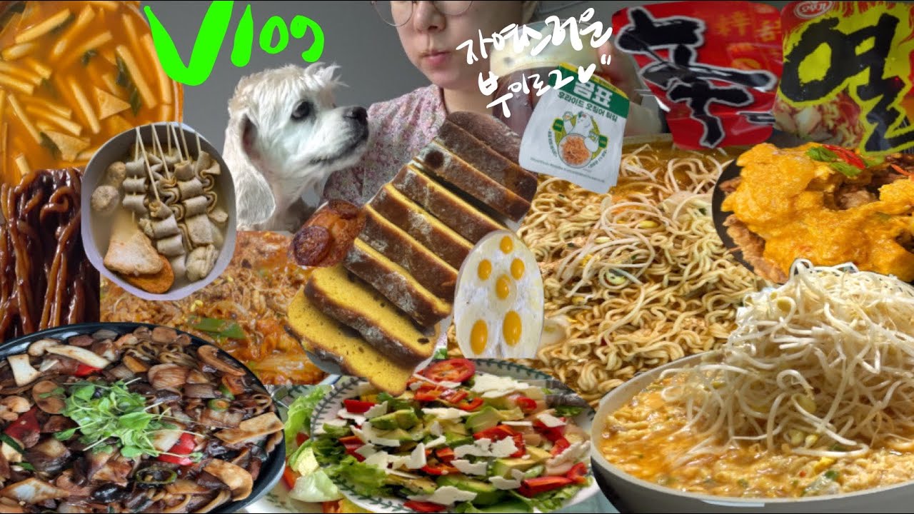 자부추st #1먹방브이로그 불짜장 열라면+신라면+토핑마구마구 진이네떡볶이 렁트멍 평양면옥 태극당 생어거스틴 티렉스버거 어묵탕 김치제육볶음 샐러드 운동 ootd  일상 vlog