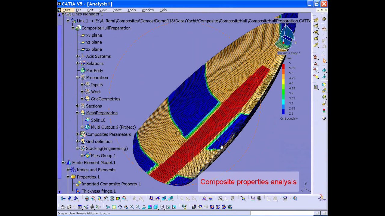 CATIA V5 | Composites | Composites design on yacht hull