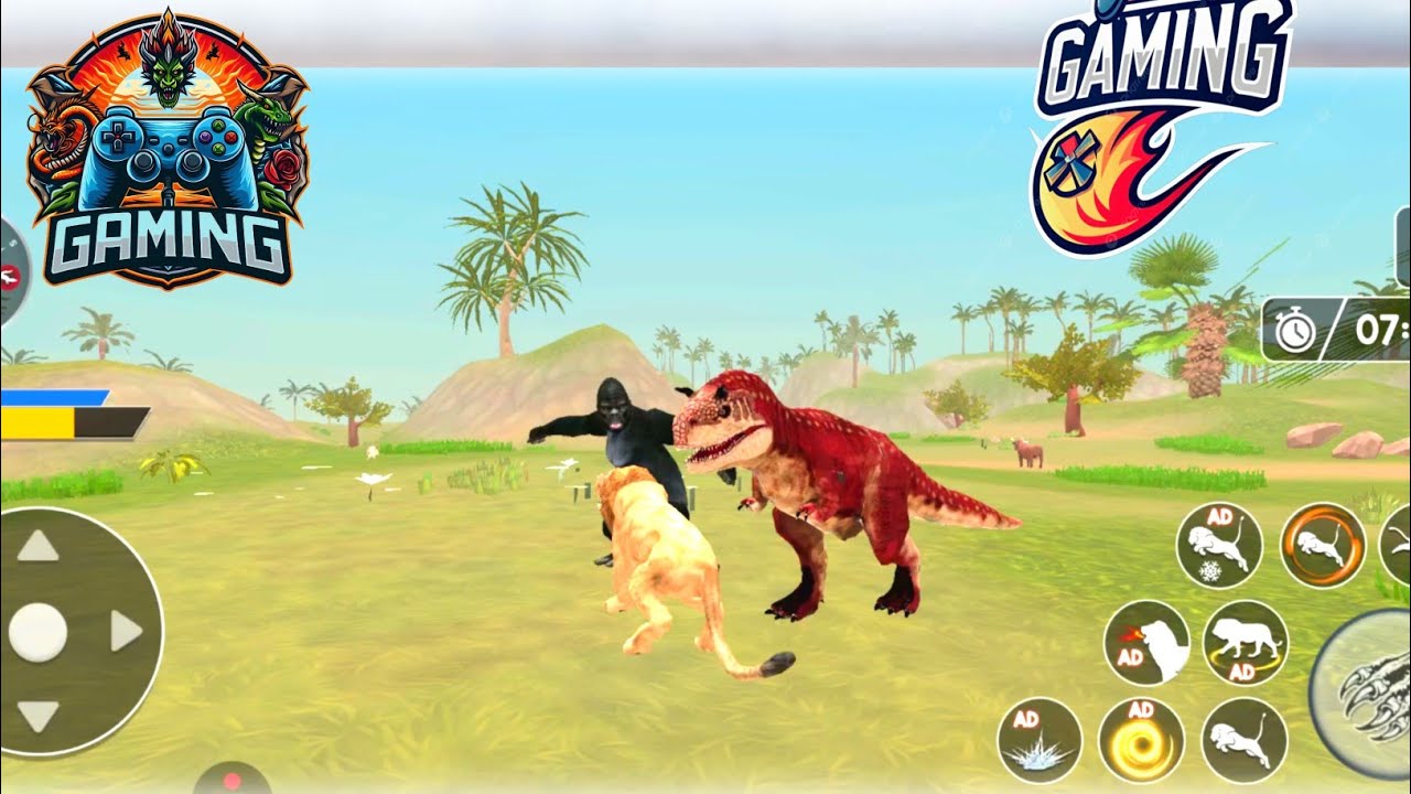 Lion and Gorilla fighting gaming video