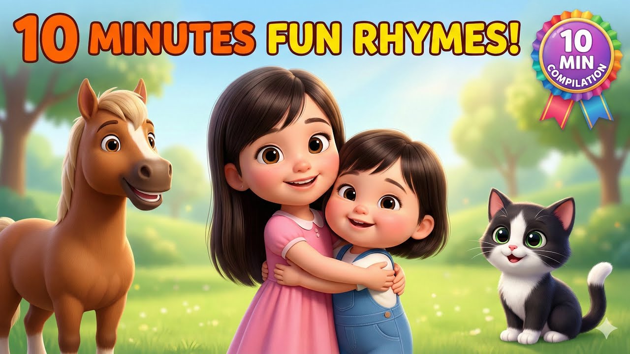 10 Minutes Nonstop Kids Rhymes 🎵 Lakdi Ki Kathi | Billi Meow | Dudi Dudi Dum Dum