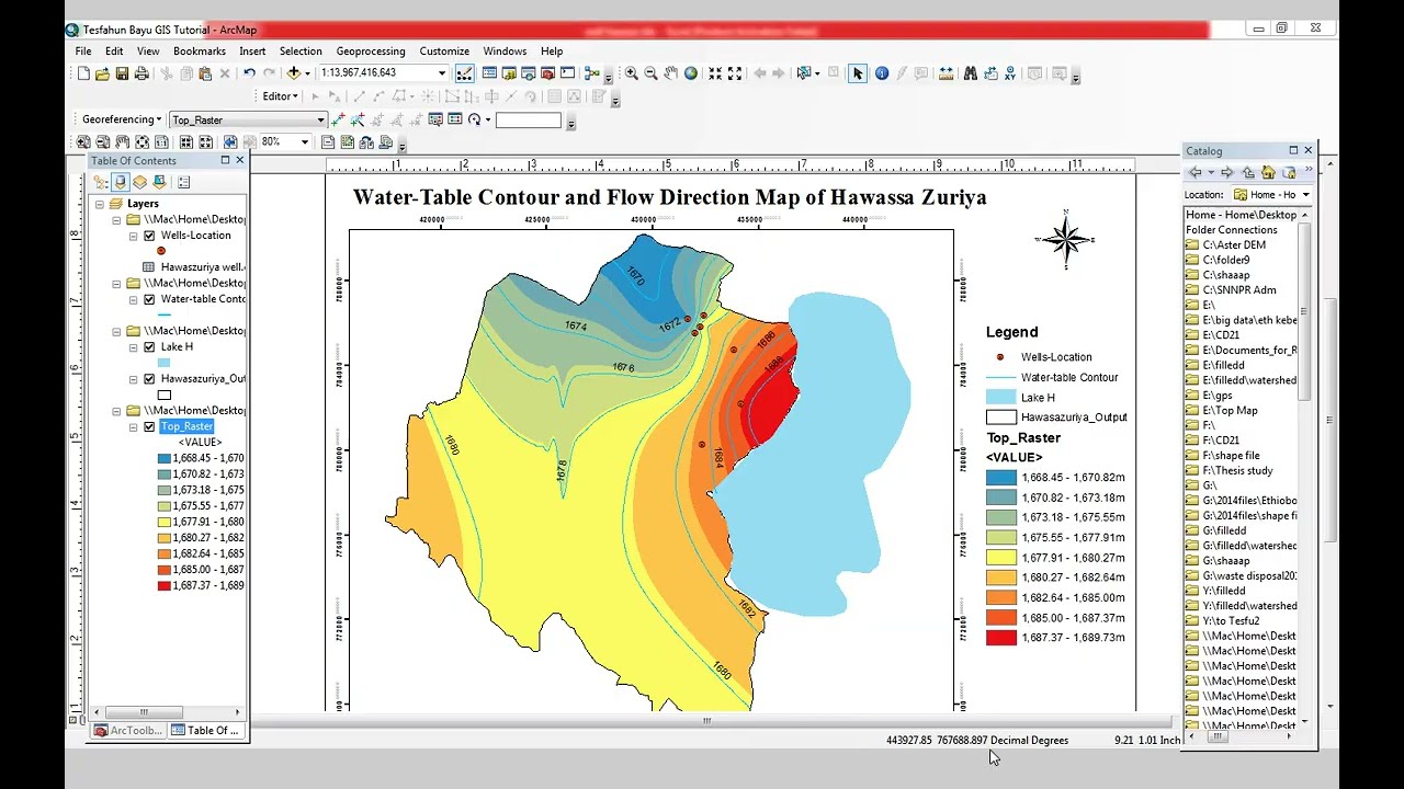 Hawassa Zuriya Water Table Contour and Flow Direction Map Arcgis 10.8 Tutorial