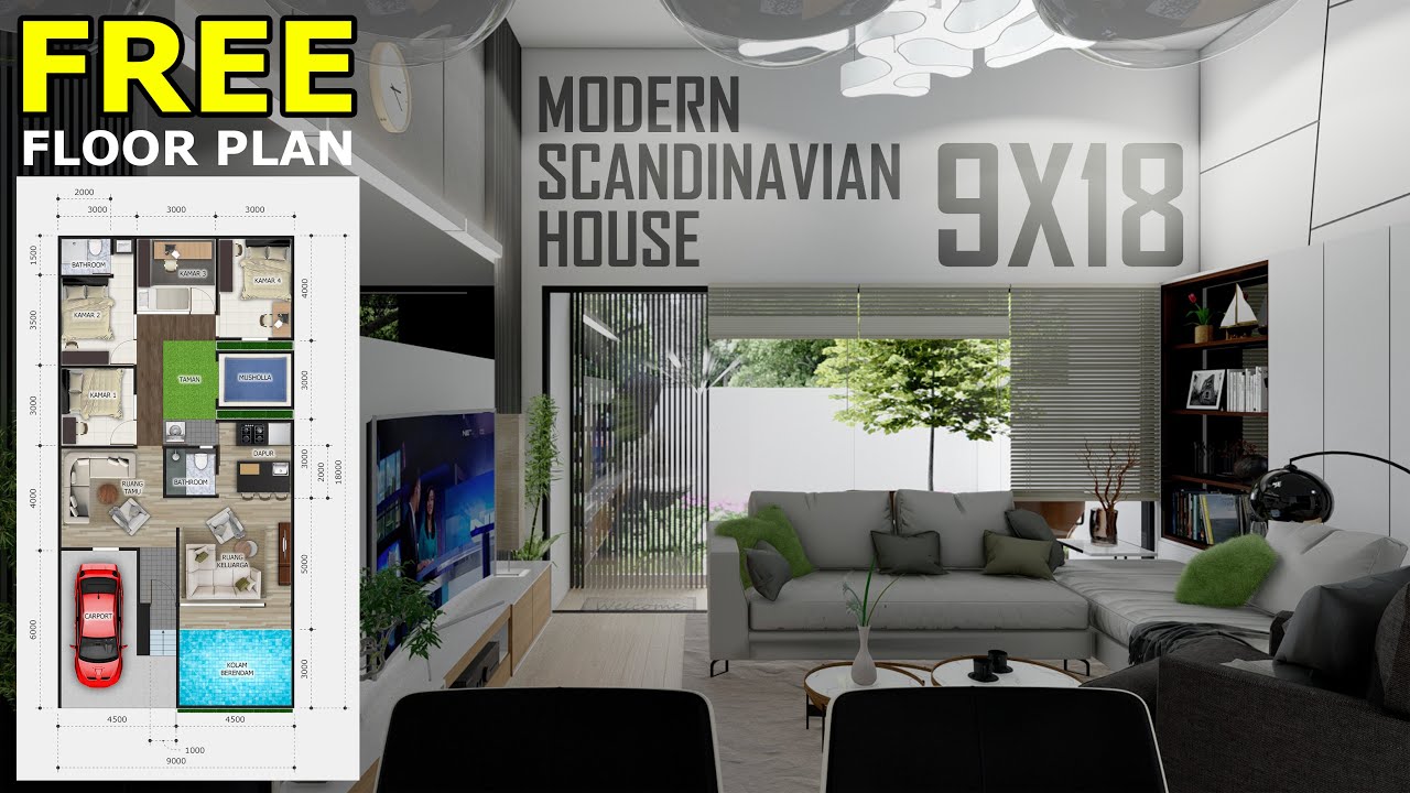 Rumah mewah 9x18 meter - Modern Scandinavian House