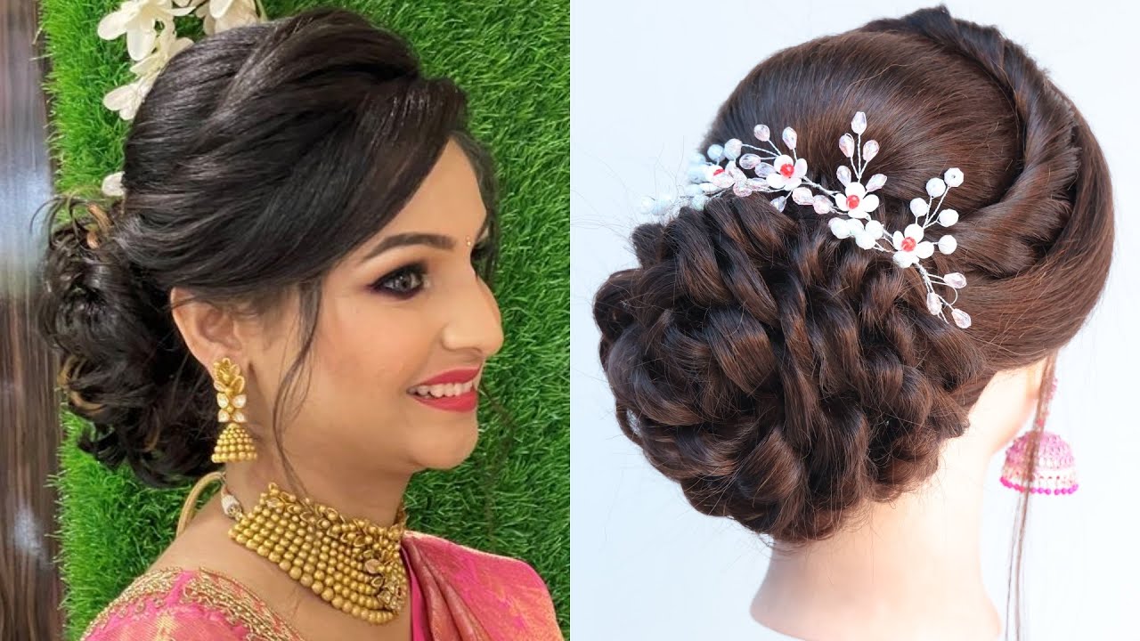 very easy bridal hairstyle at home | messy bun hairstyle | hairstyle for beginners