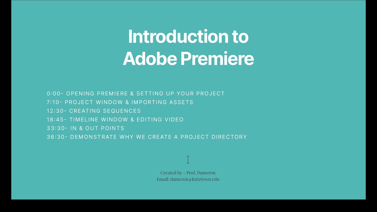 Intro to Adobe Premiere