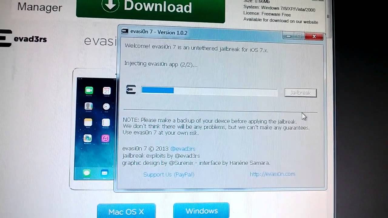 Installing Evasi0n7 jailbreak onto my Verizon Iphone 4s 7.0.4.  This is not a tutorial. Takes 5 min.